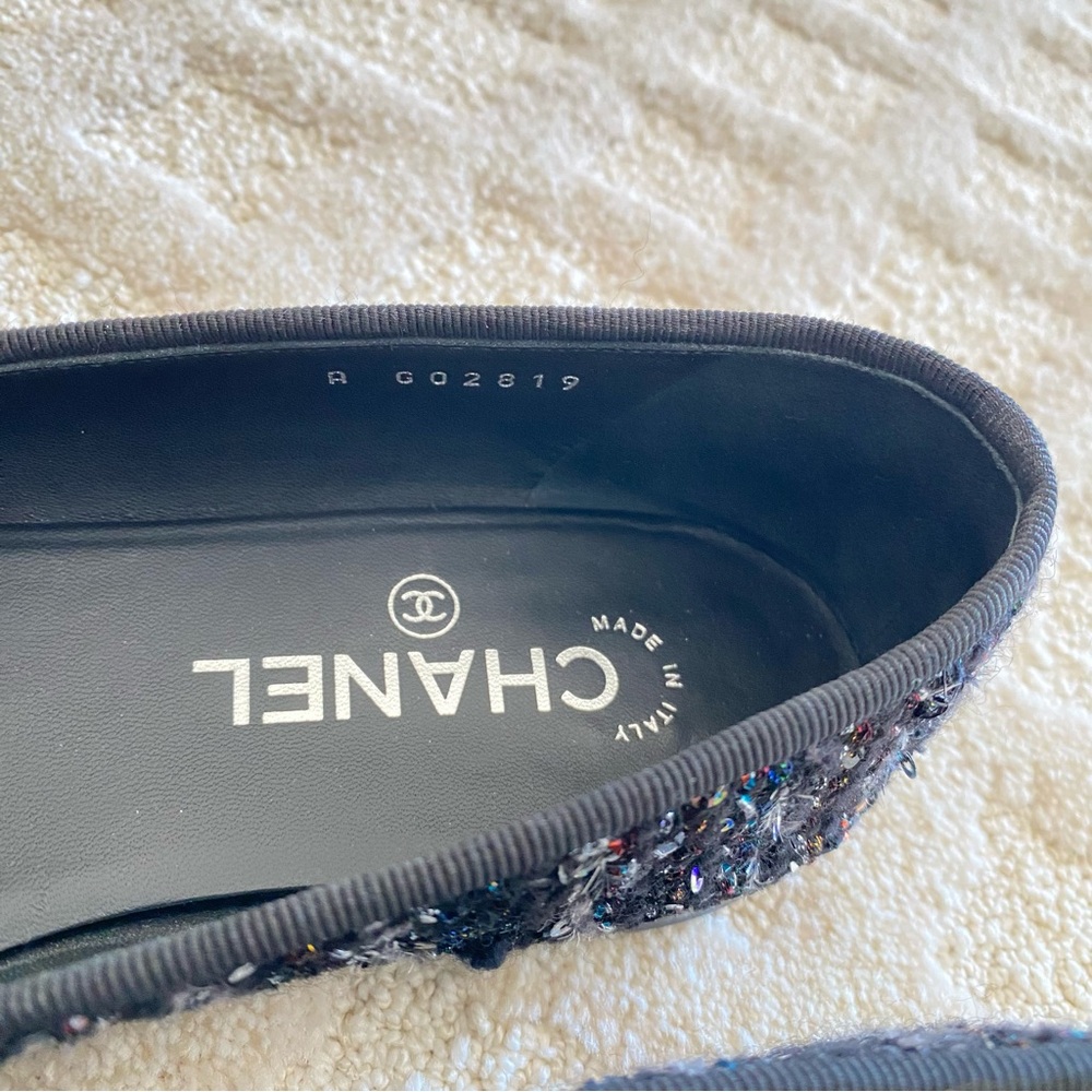 CHANEL 🖤 Boucle with Sequin Flats EU 39c - Picture 5 of 16